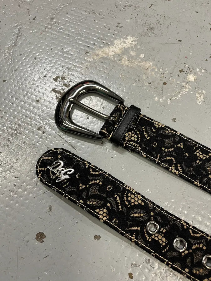 2000s Dolce & Gabbana Black Lace Leather Belt BVKREzL 3