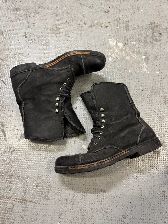 2000s Dolce & Gabbana Black Laced Leather Boots LenrAcv 1