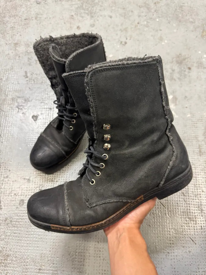 2000s Dolce & Gabbana Black Laced Leather Boots LenrAcv 2