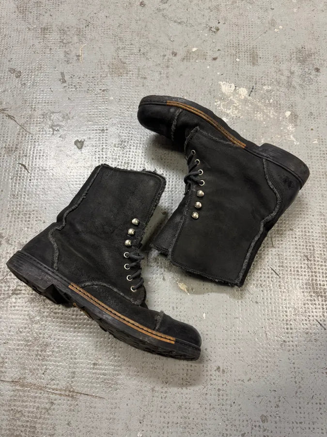 2000s Dolce & Gabbana Black Laced Leather Boots LenrAcv 4