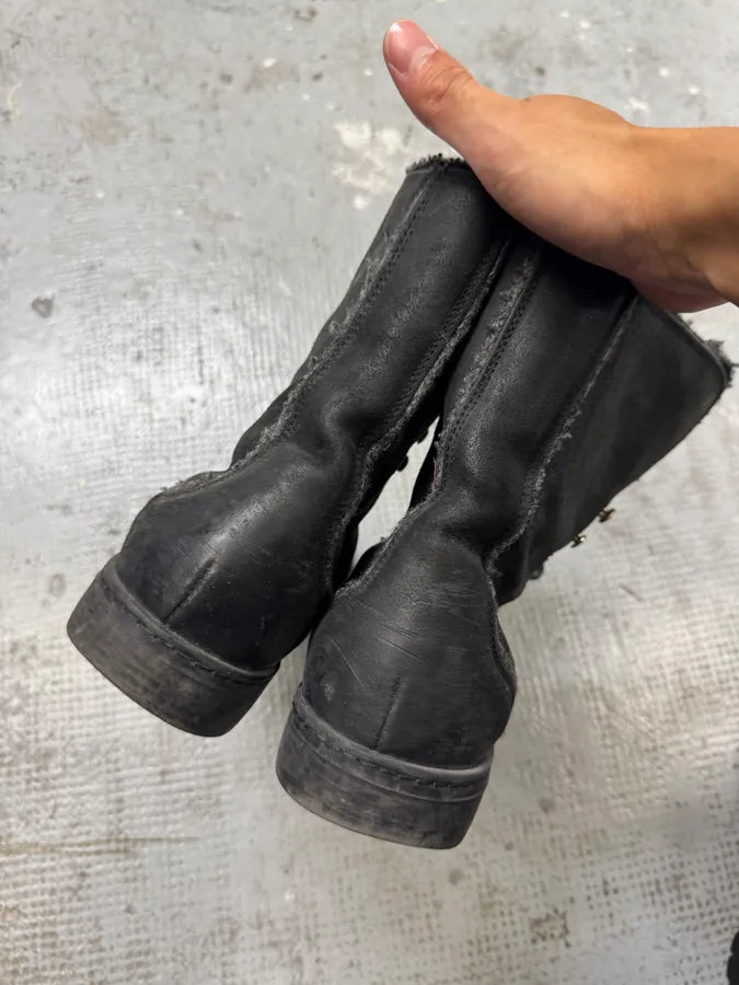 2000s Dolce & Gabbana Black Laced Leather Boots LenrAcv 5