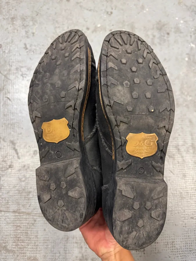 2000s Dolce & Gabbana Black Laced Leather Boots LenrAcv 6