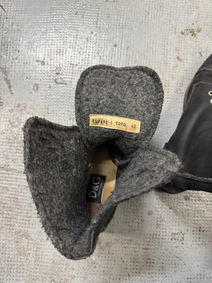 2000s Dolce & Gabbana Black Laced Leather Boots LenrAcv 7