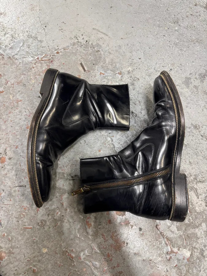 2000s Dolce & Gabbana Black Leather Ankle Boots MEoBrqP 1