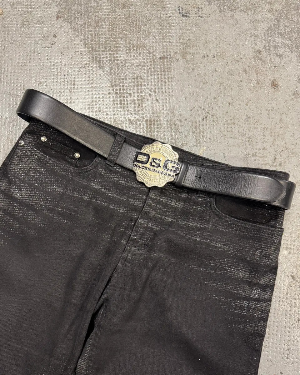 2000s Dolce & Gabbana Black Leather Belt (OS) fXZGLwp 1