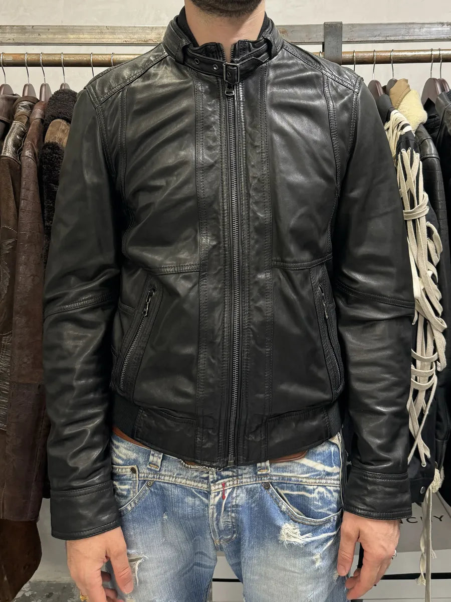 2000s Dolce & Gabbana Black Leather Biker Jacket GsgjQcE 2