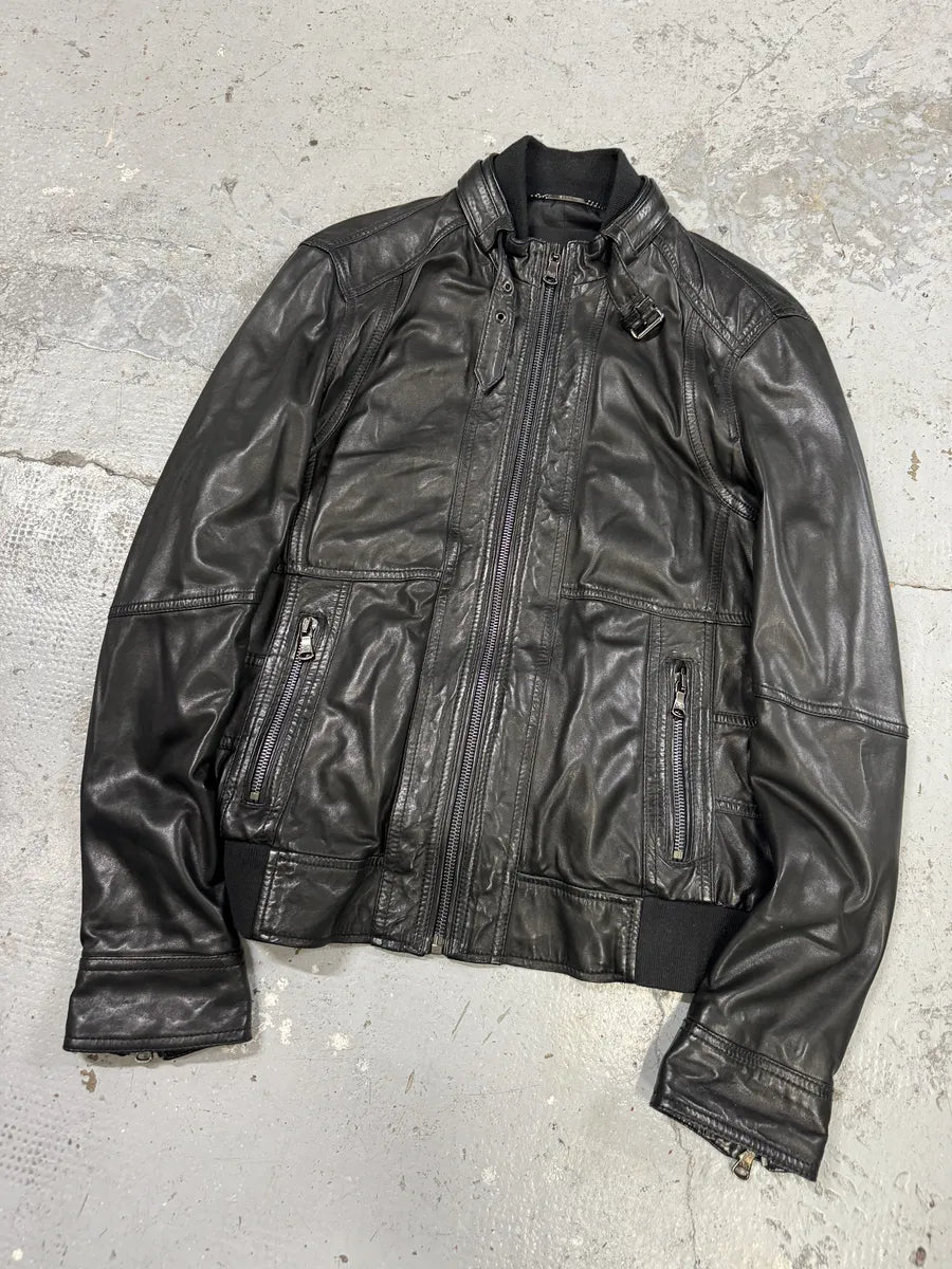 2000s Dolce & Gabbana Black Leather Biker Jacket GsgjQcE 6