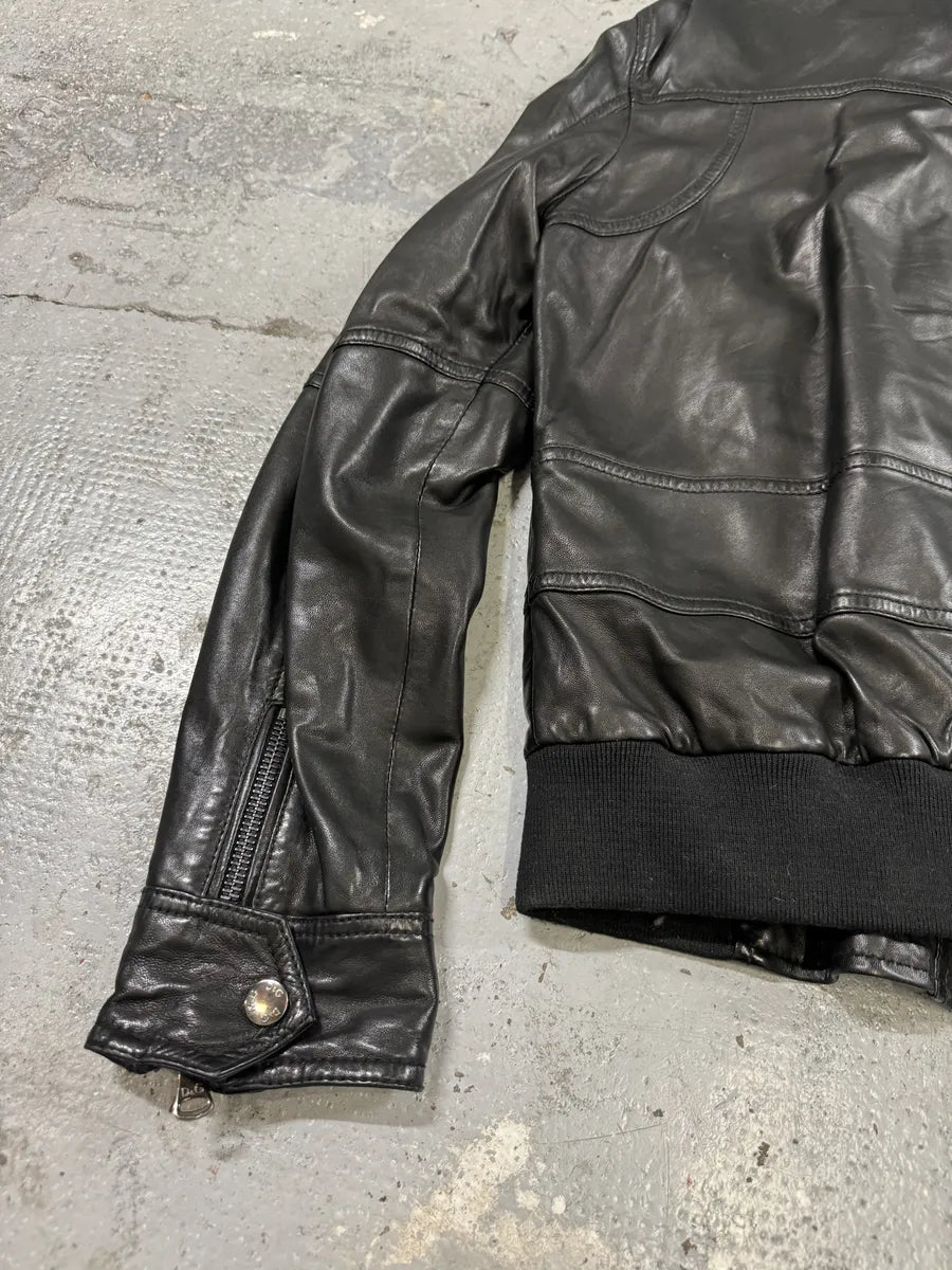 2000s Dolce & Gabbana Black Leather Biker Jacket GsgjQcE 7