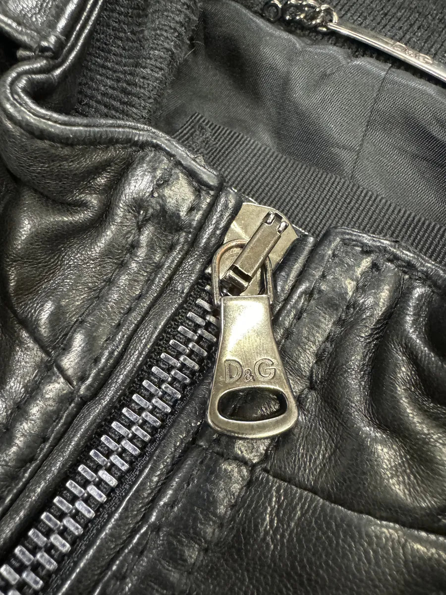 2000s Dolce & Gabbana Black Leather Biker Jacket GsgjQcE 8