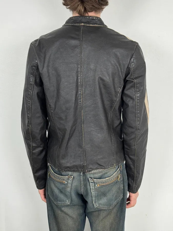 AW2003 Dolce & Gabbana Black Leather Biker Jacket nesiNTe 2