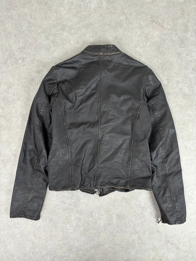 AW2003 Dolce & Gabbana Black Leather Biker Jacket nesiNTe 4