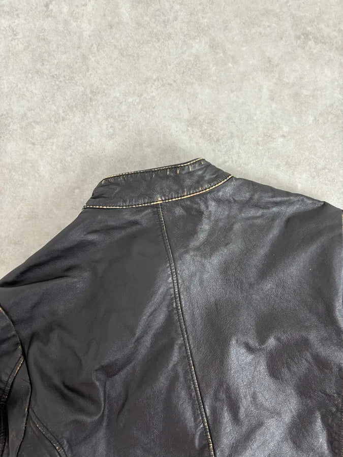 AW2003 Dolce & Gabbana Black Leather Biker Jacket nesiNTe 5