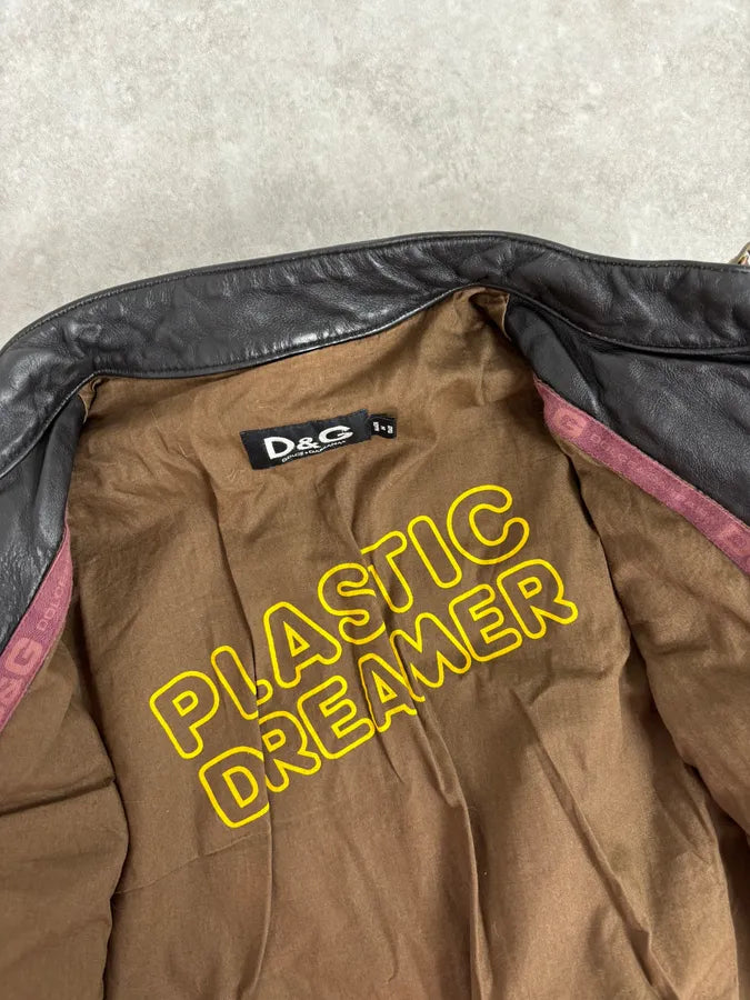 AW2003 Dolce & Gabbana Black Leather Biker Jacket nesiNTe 8