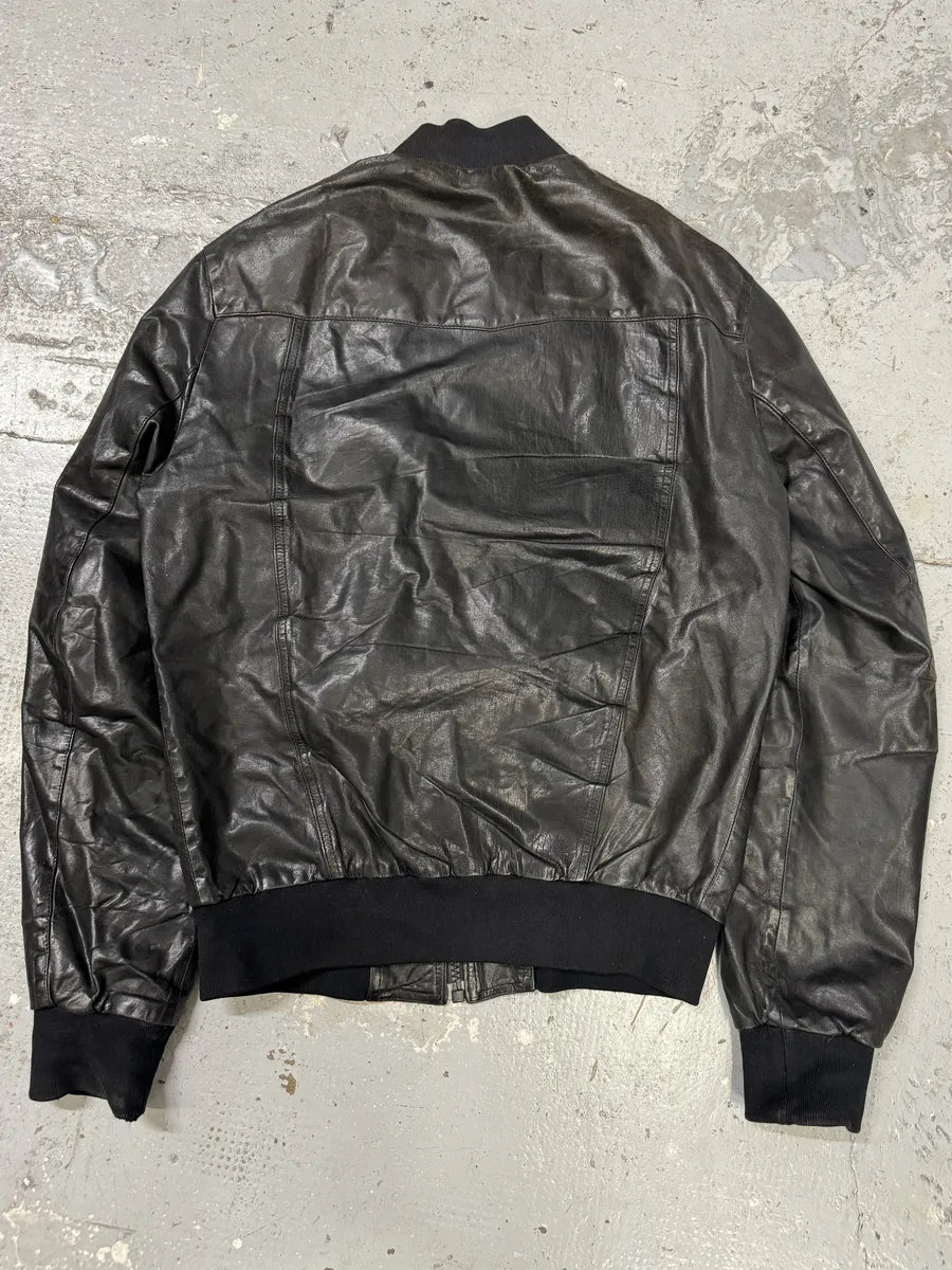 2000s Dolce & Gabbana Black Leather Bomber Jacket JyKdtZB 1
