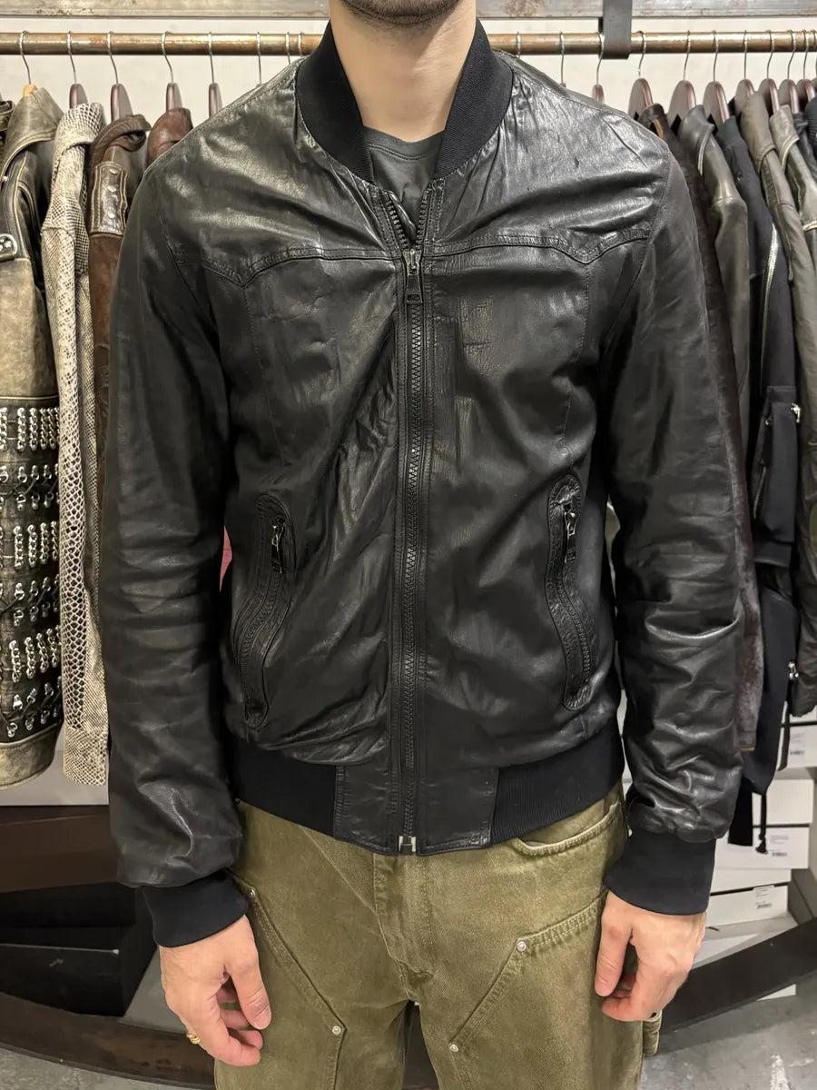 2000s Dolce & Gabbana Black Leather Bomber Jacket JyKdtZB 2