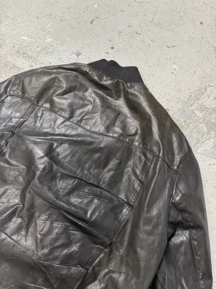 2000s Dolce & Gabbana Black Leather Bomber Jacket JyKdtZB 5