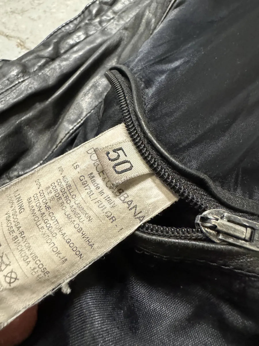 2000s Dolce & Gabbana Black Leather Bomber Jacket JyKdtZB 7