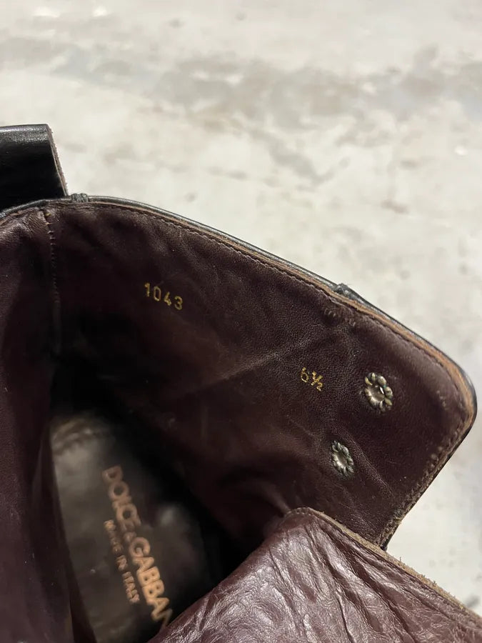 2000s Dolce & Gabbana Black Leather Boots PwTNUGS 8