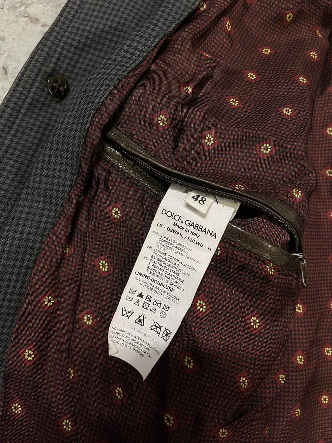 2000s Dolce & Gabbana Black Leather Buttoned Bomber Jacket uTFQGJm 9