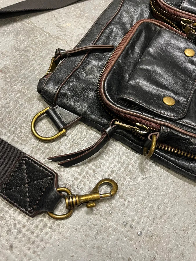 2000s Dolce & Gabbana Black Leather Cargo Shoulder Bag (OS) qsrFcBh 6