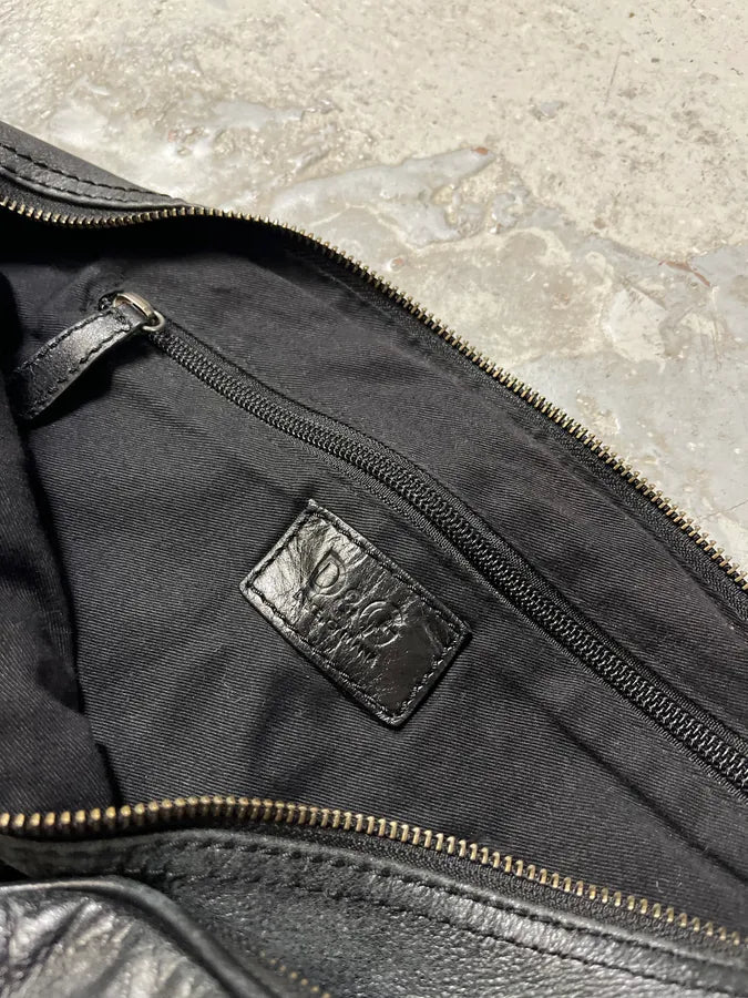 2000s Dolce & Gabbana Black Leather Cargo Shoulder Bag ghJFFVW 6