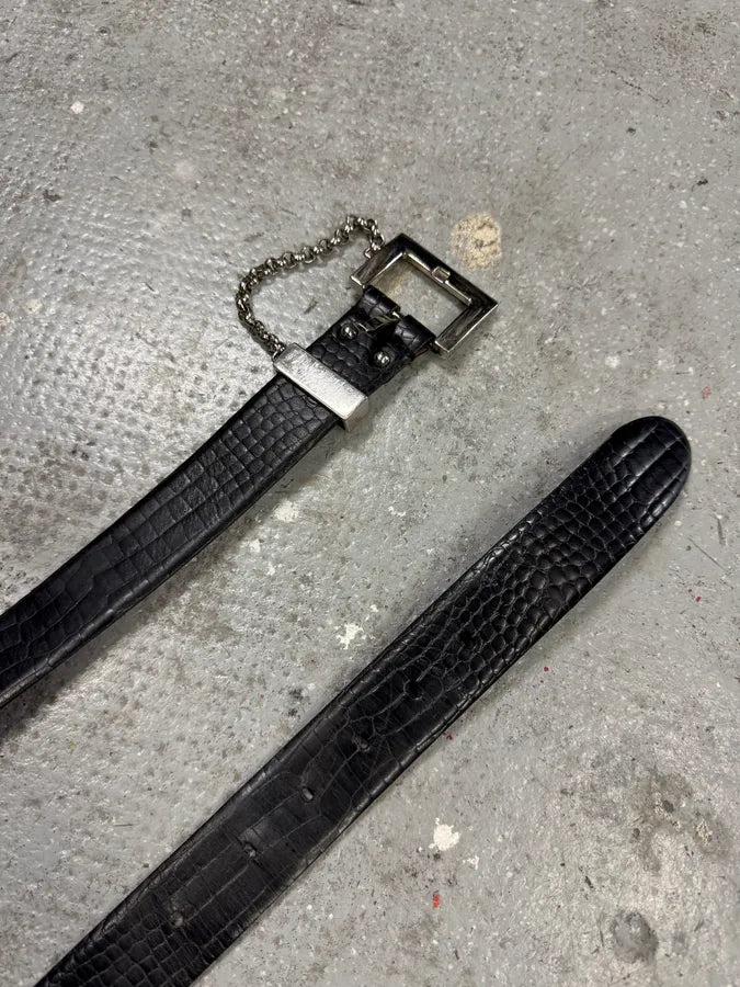 2000s Dolce & Gabbana Black Leather Chain Belt (OS) SizdzlX 4
