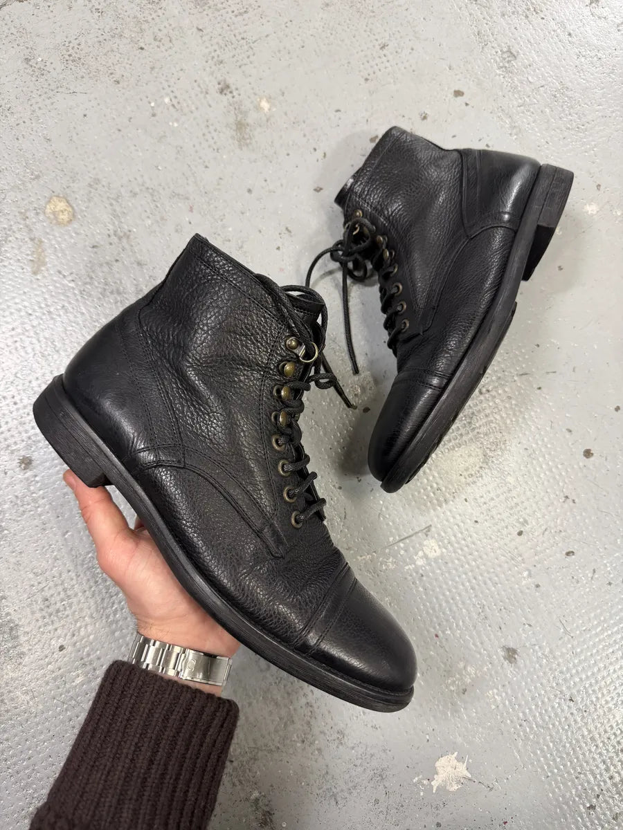 2000s Dolce & Gabbana Black Leather Combat Boots dgMpCZj 0