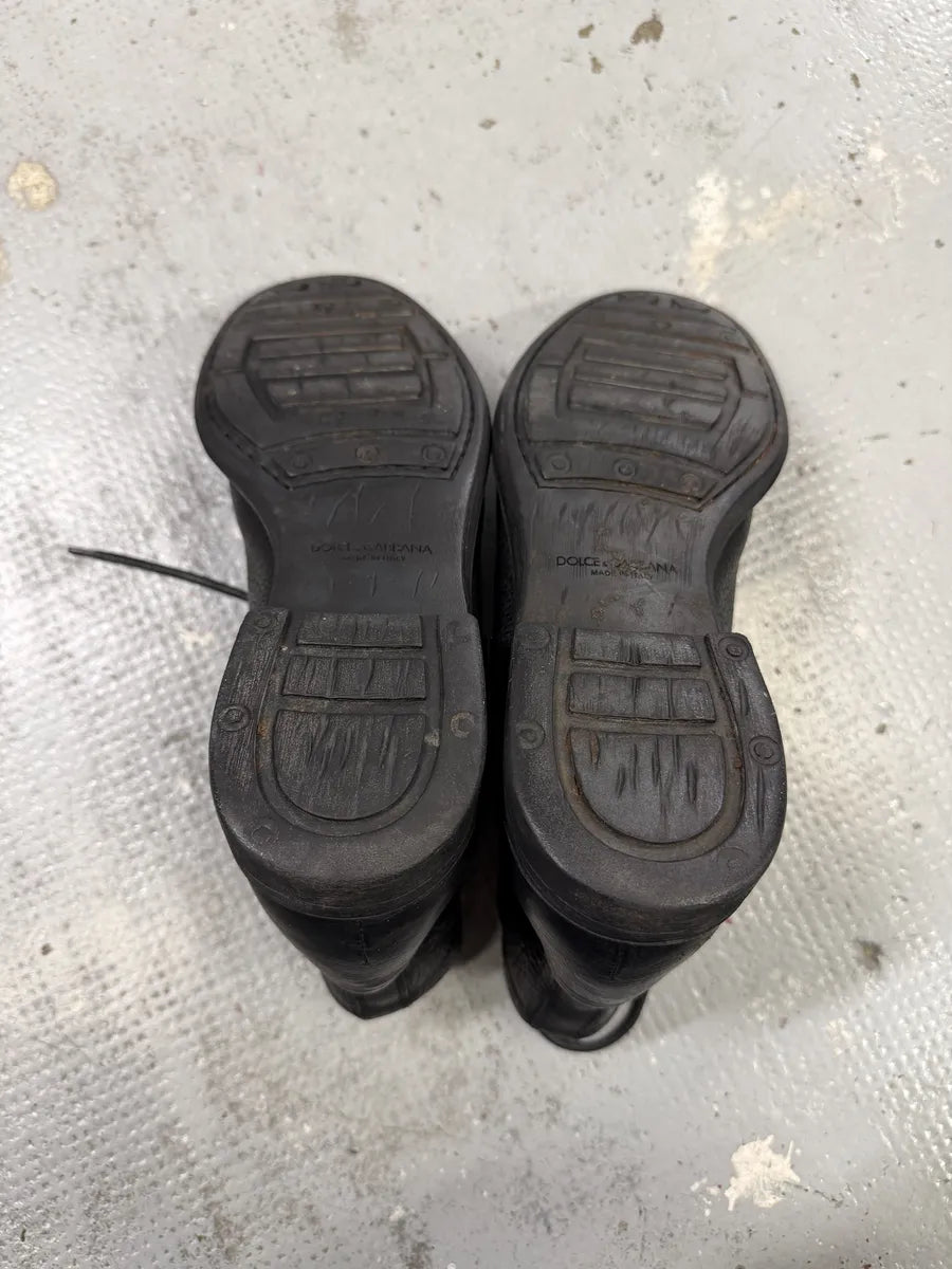 2000s Dolce & Gabbana Black Leather Combat Boots dgMpCZj 3