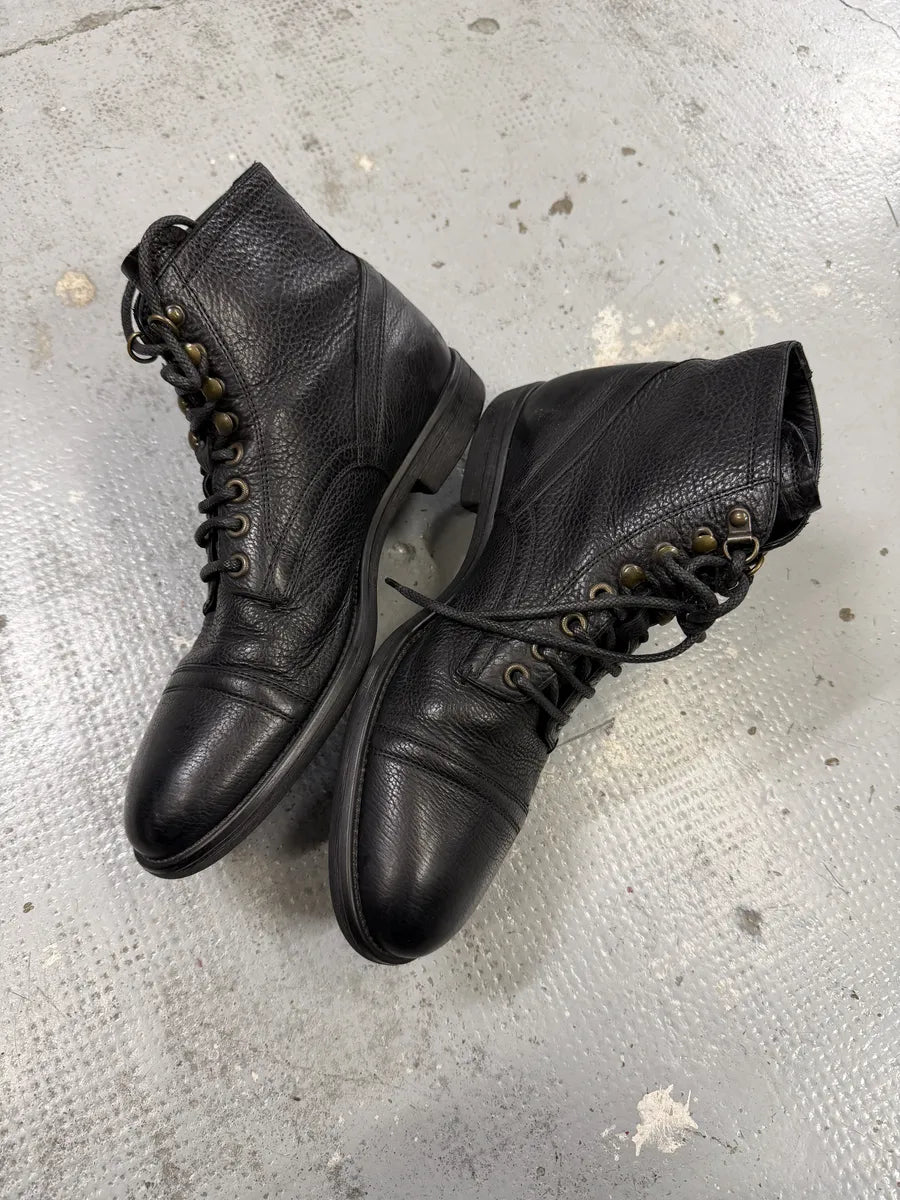 2000s Dolce & Gabbana Black Leather Combat Boots dgMpCZj 8