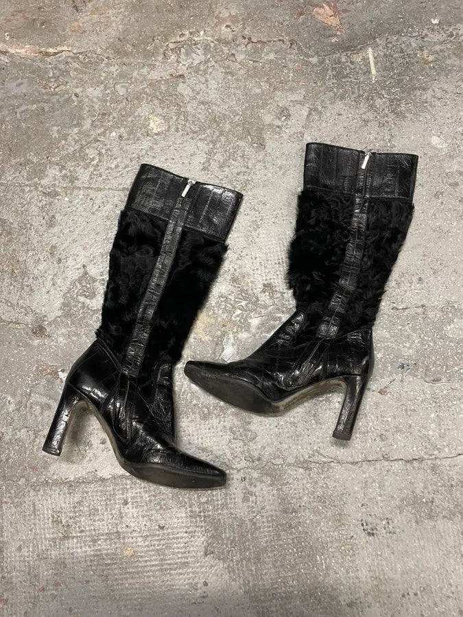 2000s Dolce & Gabbana Black Leather Full Heels (38.5eu/us6) 1