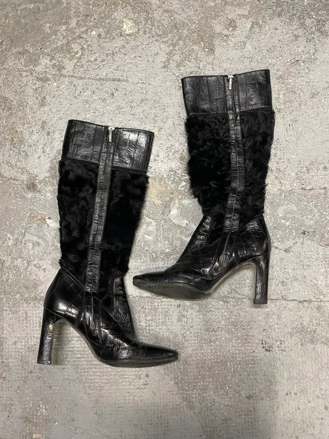 2000s Dolce & Gabbana Black Leather Full Heels (38.5eu/us6) 2