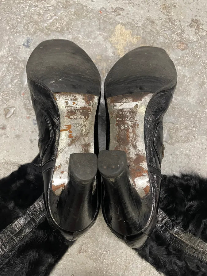 2000s Dolce & Gabbana Black Leather Full Heels (38.5eu/us6) 5