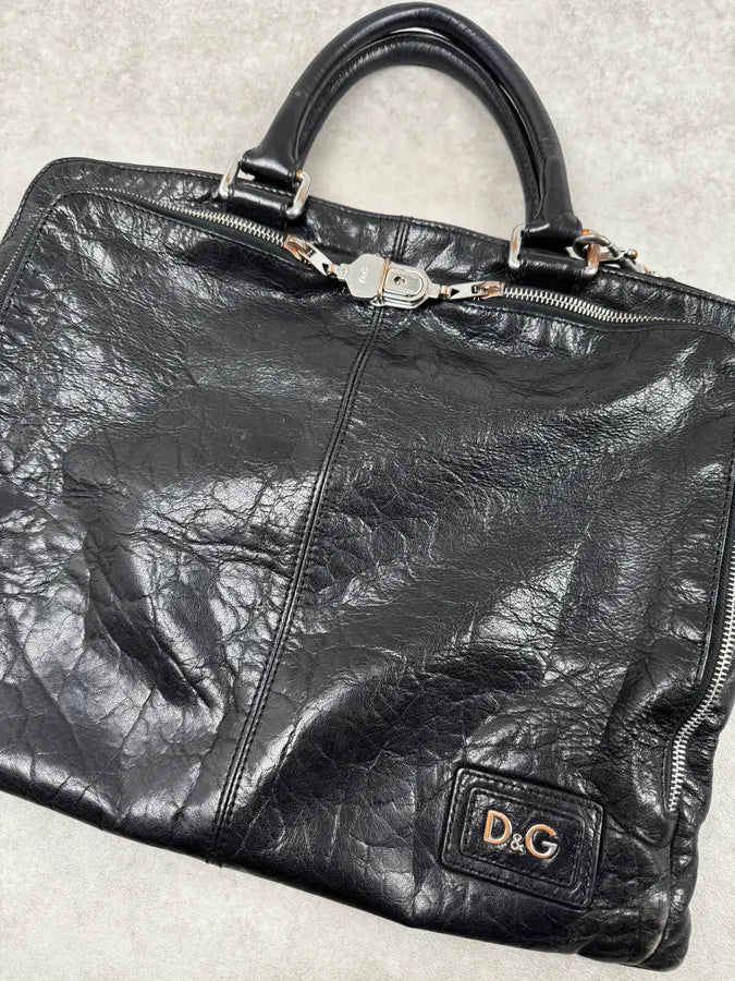 2000s Dolce & Gabbana Black Leather Handle Bag QMFtzsy 4