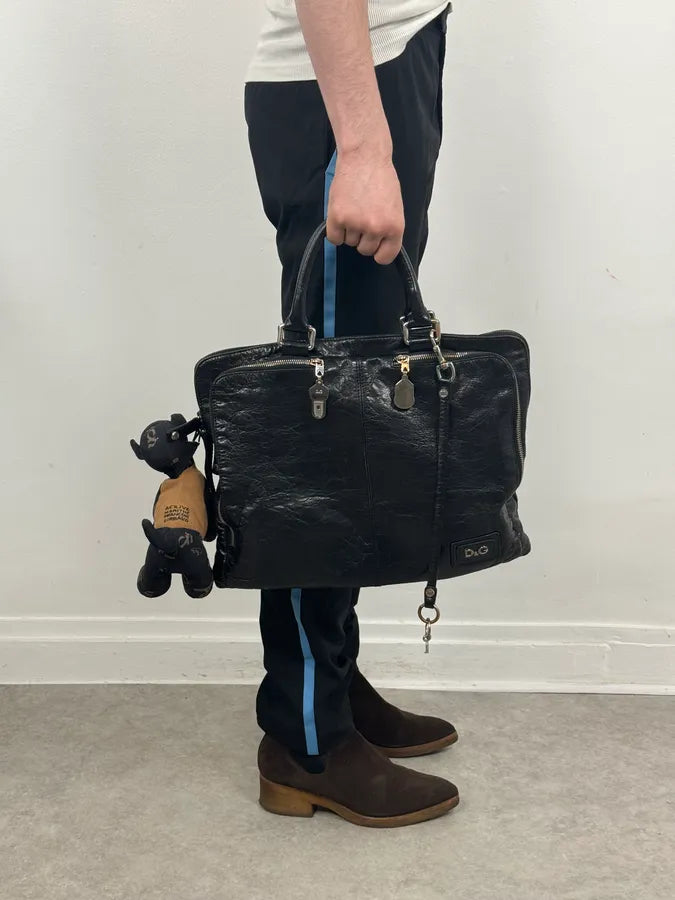 2000s Dolce & Gabbana Black Leather Handle Bag QMFtzsy 2