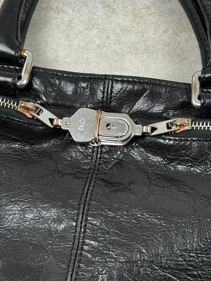 2000s Dolce & Gabbana Black Leather Handle Bag QMFtzsy 7