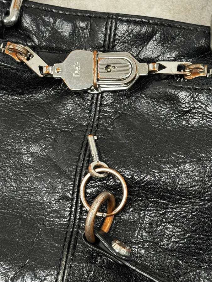 2000s Dolce & Gabbana Black Leather Handle Bag QMFtzsy 8