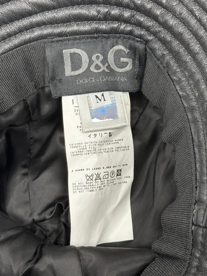 2000s Dolce & Gabbana Black Leather Hat nwMRfuL 7
