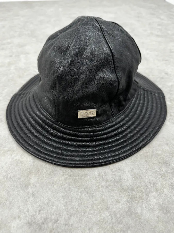 2000s Dolce & Gabbana Black Leather Hat nwMRfuL 3