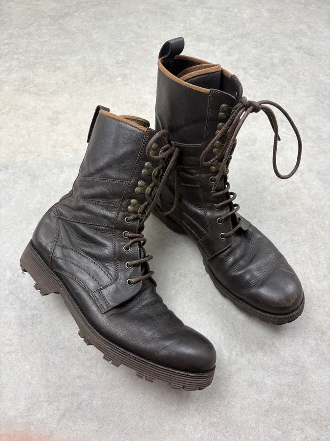 2000s Dolce & Gabbana Black Leather Lace-Up Combat Boots hqFSOwU 4