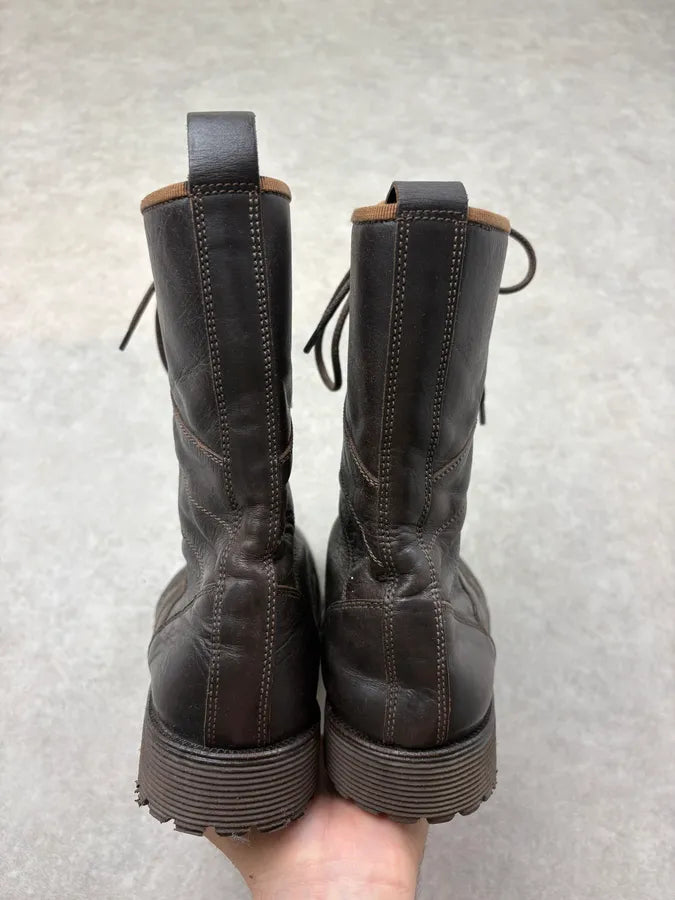 2000s Dolce & Gabbana Black Leather Lace-Up Combat Boots hqFSOwU 6