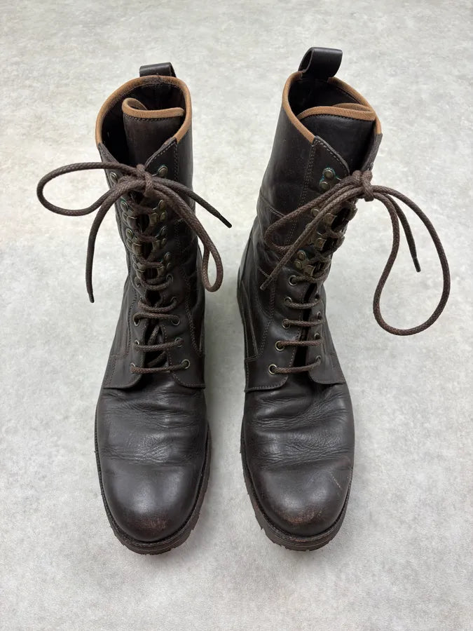 2000s Dolce & Gabbana Black Leather Lace-Up Combat Boots hqFSOwU 1