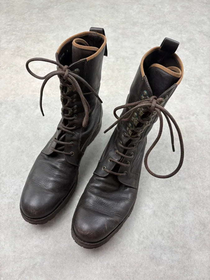 2000s Dolce & Gabbana Black Leather Lace-Up Combat Boots hqFSOwU 2