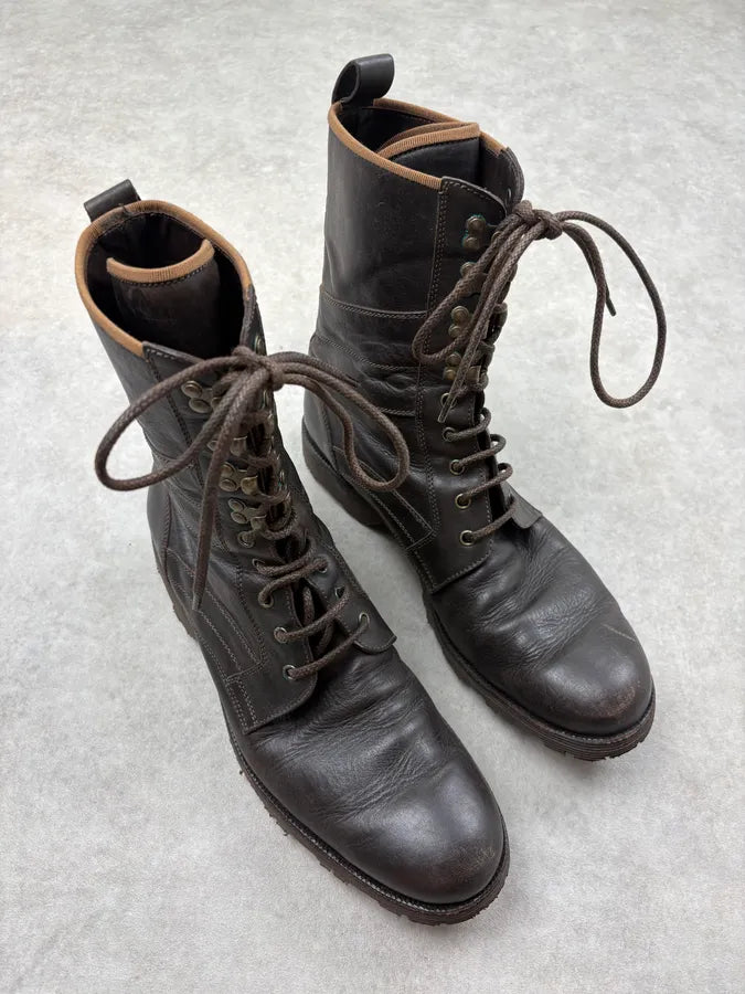 2000s Dolce & Gabbana Black Leather Lace-Up Combat Boots hqFSOwU 3