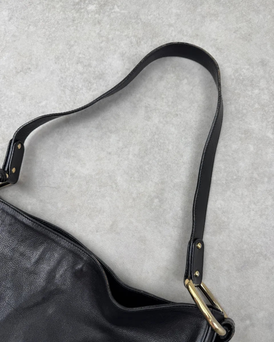 2000s Dolce & Gabbana Black Leather Logo Charms Shoulder Bag QYJVZCg 6