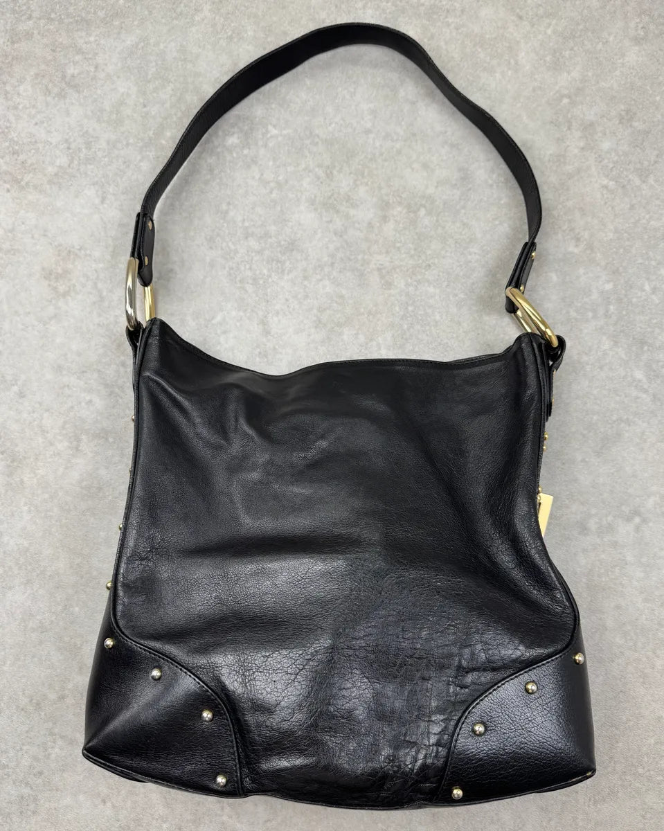 2000s Dolce & Gabbana Black Leather Logo Charms Shoulder Bag QYJVZCg 7