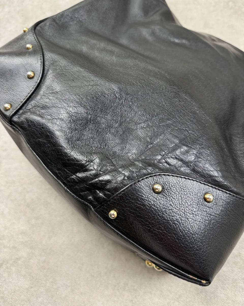 2000s Dolce & Gabbana Black Leather Logo Charms Shoulder Bag QYJVZCg 8