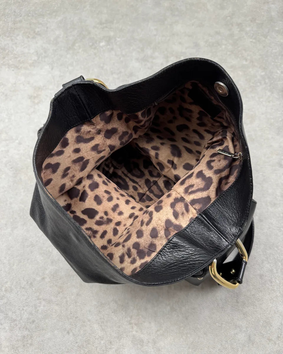 2000s Dolce & Gabbana Black Leather Logo Charms Shoulder Bag QYJVZCg 9