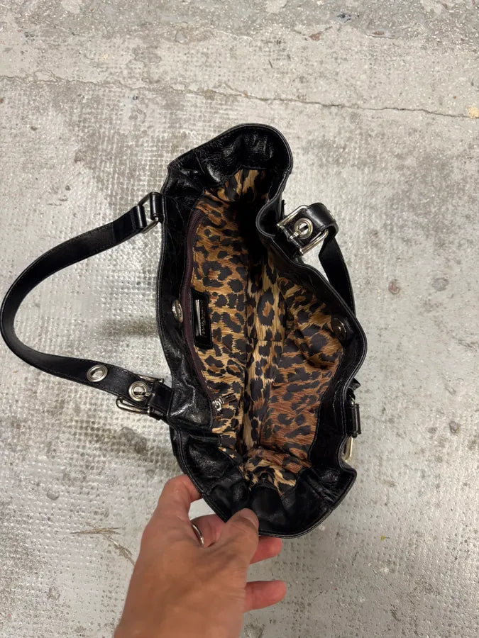 2000s Dolce & Gabbana Black Leather Metal Hook Handle Bag aloIkpM 3