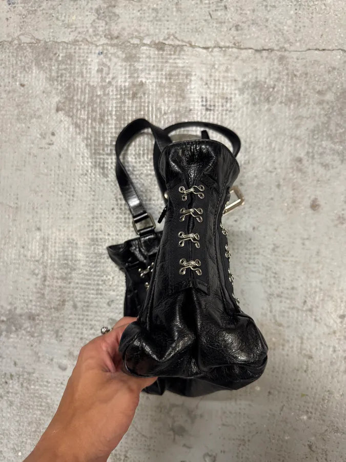 2000s Dolce & Gabbana Black Leather Metal Hook Handle Bag aloIkpM 7