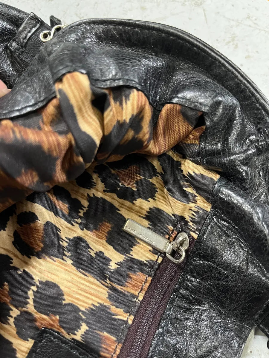 2000s Dolce & Gabbana Black Leather Metal Laced Handle Bag (OS) EqhTRqn 7